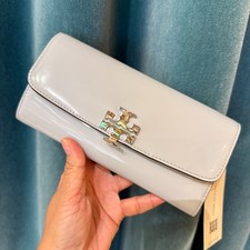 Tory Burch Britten Envelope Wallet 181945 Light Sea Calf Leather 320