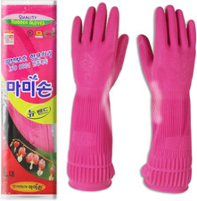 Reusable Kitchen Rubber Gloves Large Non Slip Cleaning Dishwashing Pink 1 Pair
