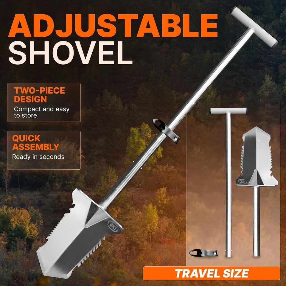Serrated Adjustable Ridges CKG Adjustable Shovel for Metal Detecting Double Serrated Blade ...