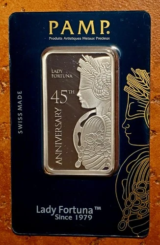 1 Oz Silver Bullion Bar ~ Pamp Suisse ~ 45th Anniversary ~ NO RESERVE!
