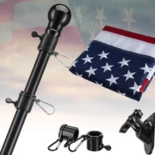 American Flag with Pole Kit - 5ft Heavy Duty Non-Tangle Flag Pole Holder for ...