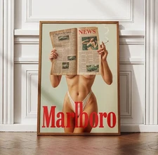 Vintage Cigarette Western Poster Retro Marlboro Print Poster
