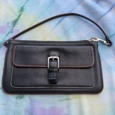 VTG Coach Black Glove Tanned Leather Bleeker Wristlet Shoulder Bag Buckle Pocket