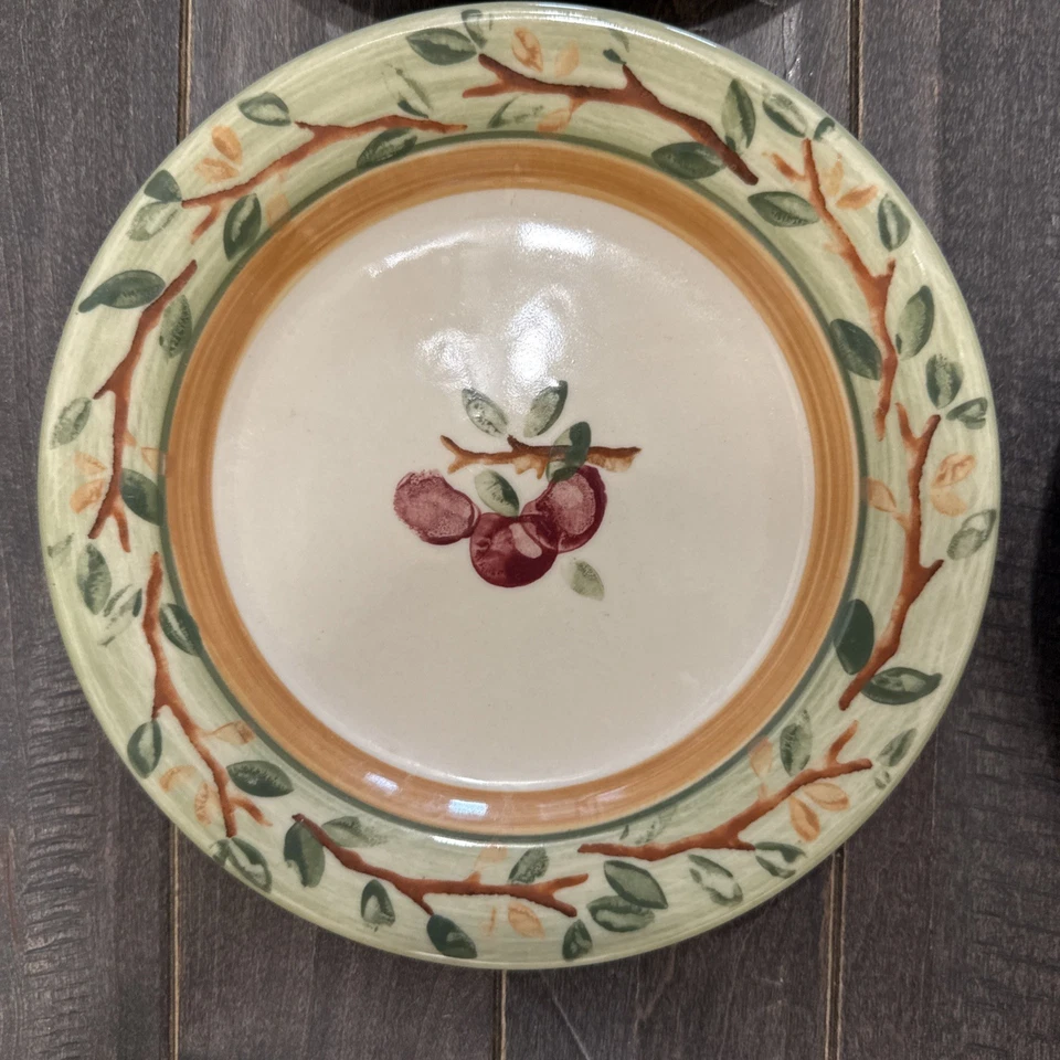 Pratos de sobremesa Hartstone Pottery EUA junho cerejas (6) vintage - Imagem 2 de 4