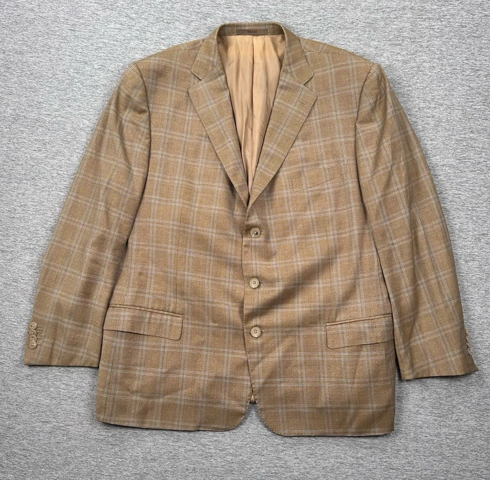 Chaqueta Blazer Ermenegildo Zegna Para Hombre Talla 50R Marrón Lana A Cuadros Tres Botones Ciudad Foto 2 de 4
