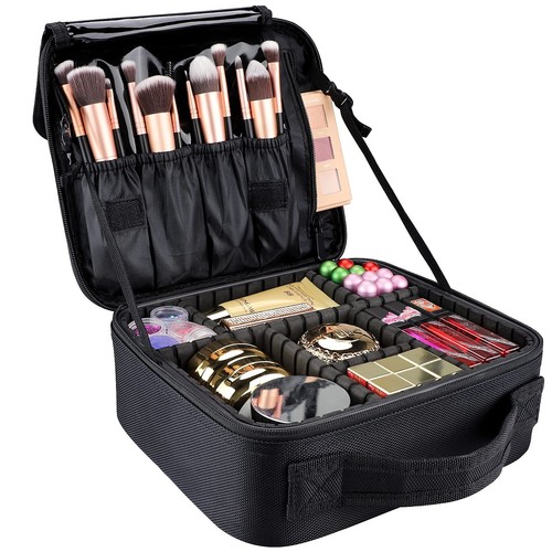 Travel Makeup Bag,10.4 Inches Portable Makeup Case Cosmetic Train Case Organi...