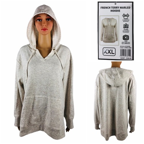 RBX Womens 2XL Hoodie French Terry Marled Outmeal Combo Stretch Active NWT $58