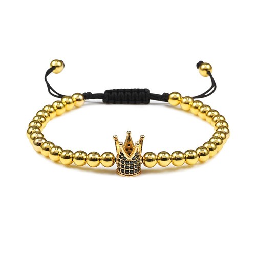 Braccialetti intrecciati corona Zircon - Micro Perline di Pietra Regolabili Banglie Coppia Gioielli - Foto 15 di 21