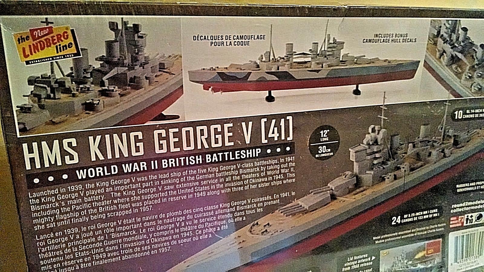 HMS King George V Model WWII British Battleship Lindberg New 2017 1:75 Sealed