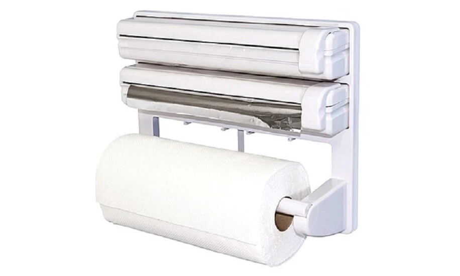 PORTA ROTOLO PARETE CARTA PELLICOLA ALLUMINIO ROTOLI DISPENSER CUCINA MENSOLA - Immagine 2 di 4