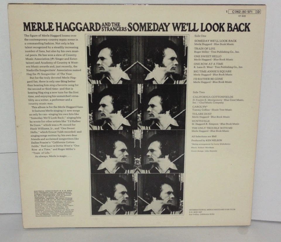 MERLE HAGGARD And The Strangers Someday We'll Look Back LP 1971 German Press - Image 3 of 3