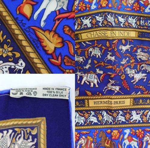 Hermes Carré 90 Scarf CHASSE en INDE Silk Hunting India Vintage France - Picture 11 of 12