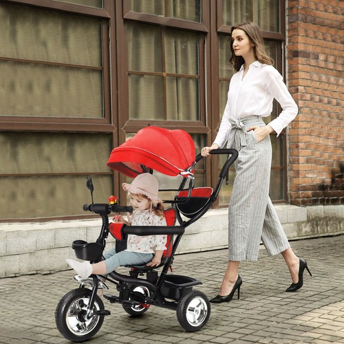 Baby Fahrrad 3-in-1 Dreirad Kinderdreirad Baby Kinderwagen mit schubstange - Bild 24 von 30