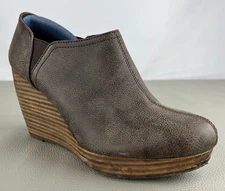 Dr. Scholls Harlin Wedge Platform Booties Ankle Boots Saddle Brown Size 9.5