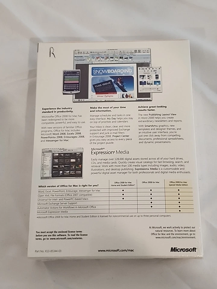 MICROSOFT OFFICE MAC 2008 with Expression Media - NEW/ SEALED - Image 2 of 4
