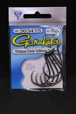 Gamakatsu Octopus Circle Outbarb Hook 1X Strong - Size 5/0 - Pack of 6