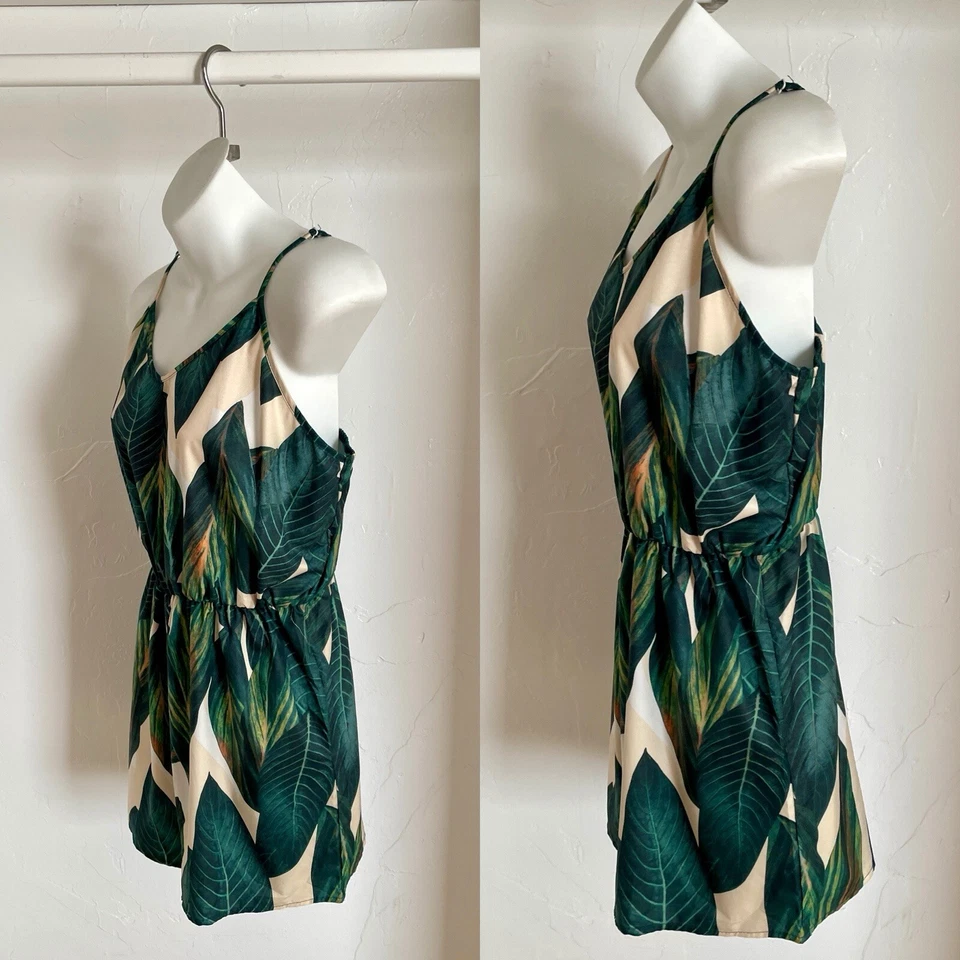 Pantalones Cortos Tropicales Estampado Hoja de Palma ROMPER Mono Talla Grande Foto 2 de 4