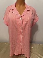 Lauren Ralph Lauren Red White Stripe Pajama Top Cotton Rayon Blend Size Large