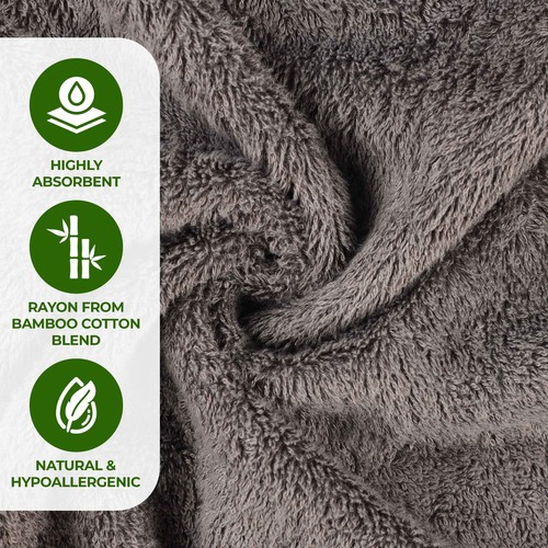Rayon From Bamboo Cotton Blend Eco-Friendly Absorbent Solid 8 Piece Towel Set - Picture 18 of 100
