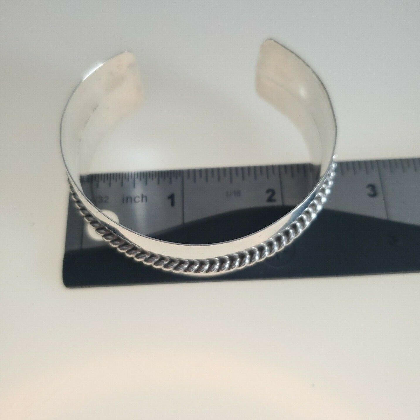 1 Inch Wide Sterling Cuff with Braided Rope detail - image 6