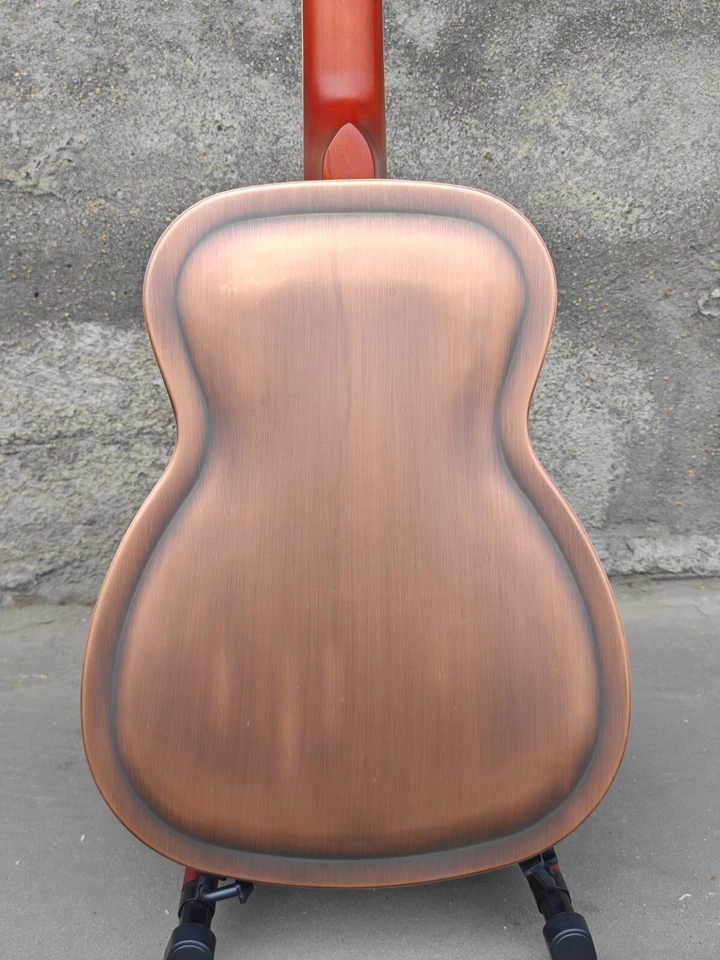 Guitarra Resonadora Estilo O Acabado Mate Rojo Óxido con Estuche Rígido para Guitarra Foto 3 de 4