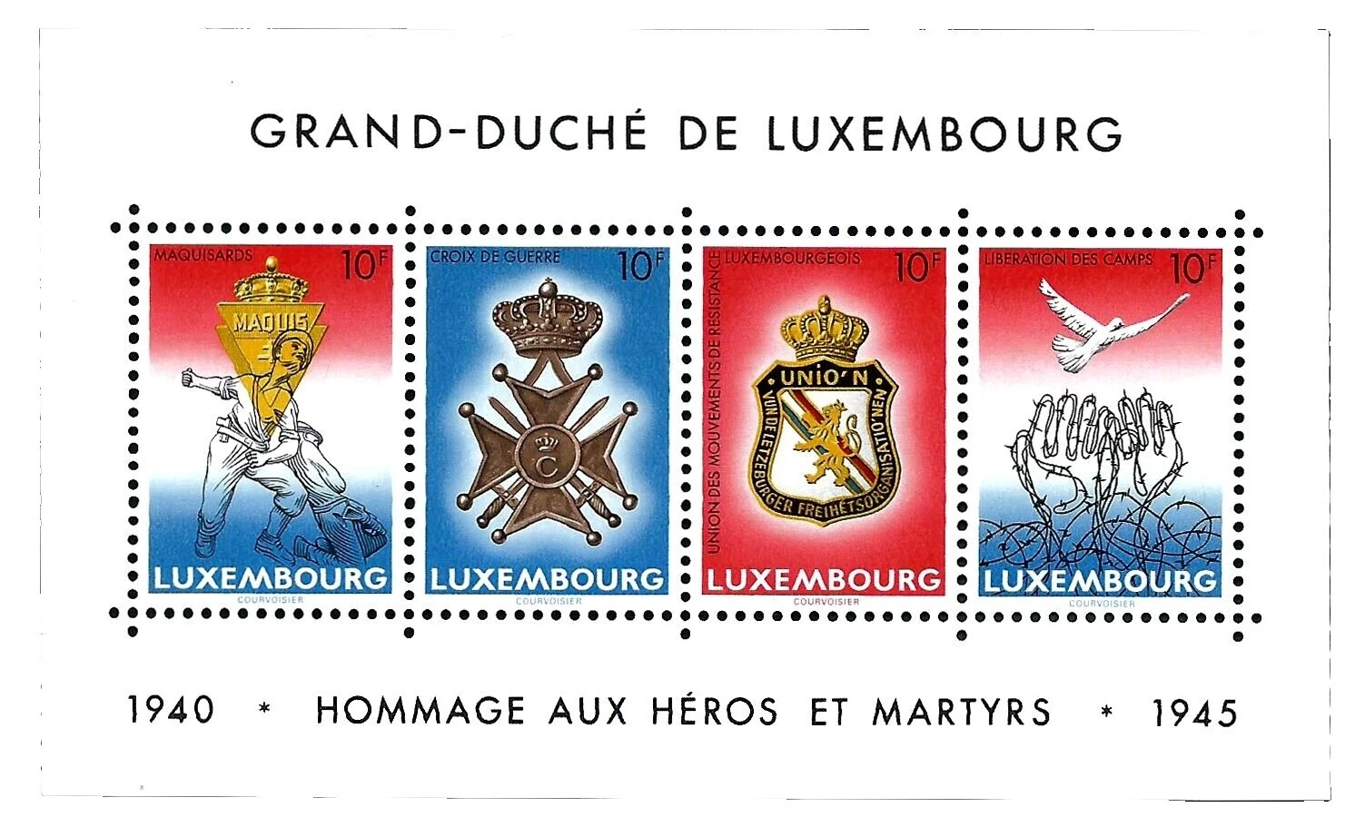 Militar, guerra en excelente estado nunca abisagrado/estampillada sin montar o nunca montada Sellos de Luxemburgo