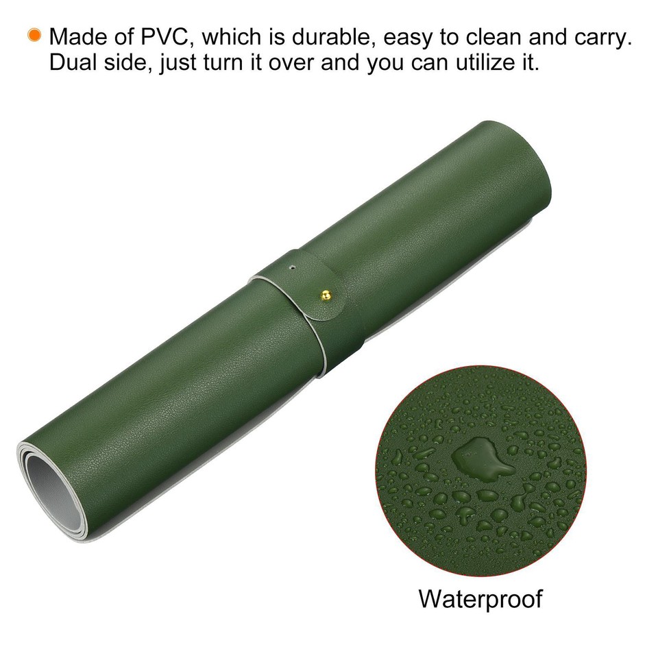 24"x12" Desk Mat Protector, PU Leather Dual Side Mouse Pad Mat, Green