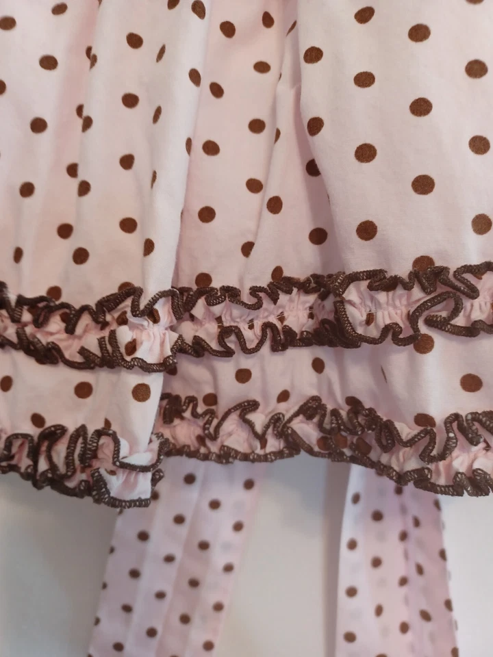 Vestido POLLY & FRIENDS 12M Bebé Niñas Rosa Lunares con Cintas, Faja/Volantes Usado en Excelente Condición Foto 3 de 4