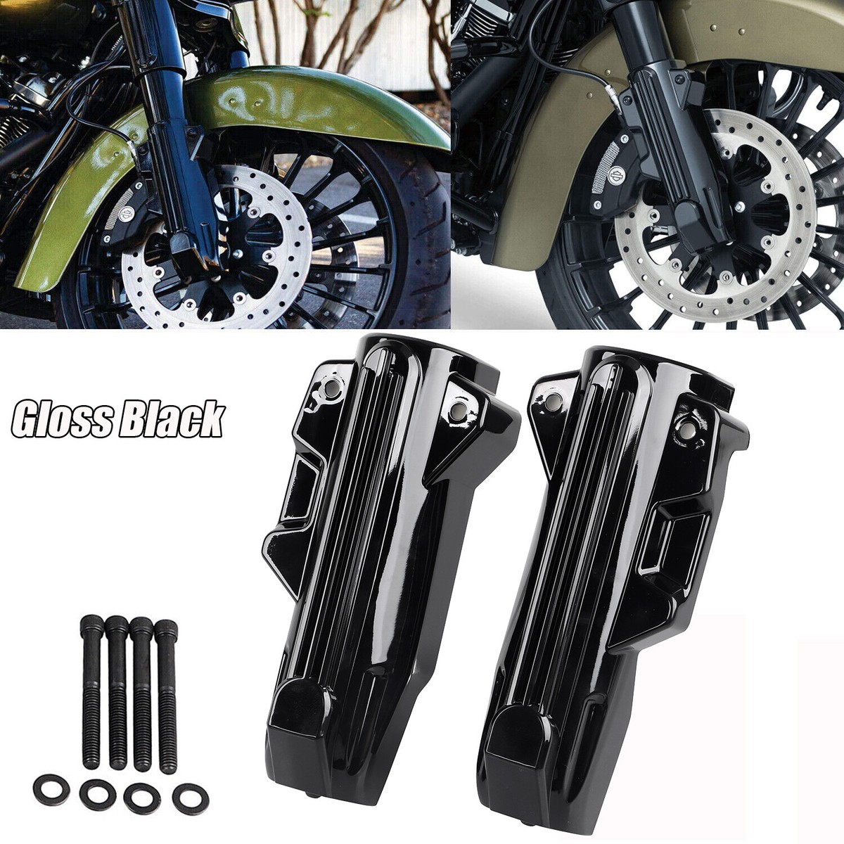 Black Lower Fork Covers Fit For Harley Electra Street Road Glide