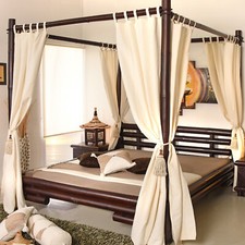 Himmelbett 180x200 Koh Tao Braun Dunkel Bambusbett Holzbett Bettrahmen Afrika