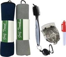 Golf Towel And Brush Microfiber Cleaning Kit 5 Packs Set Waffle Pattern Cleaner