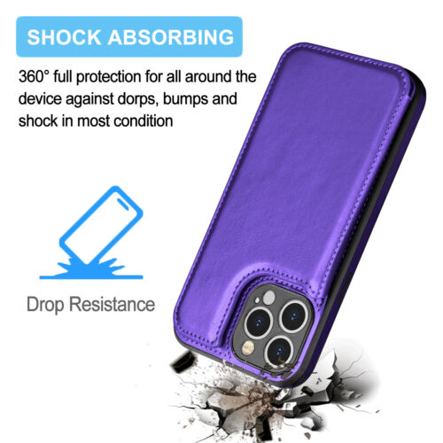 Für Apple iPhone 13 Pro Max / 13 Pro / 13 Leder 3 Kartenfächer Case Hülle Schale - Bild 21 von 25