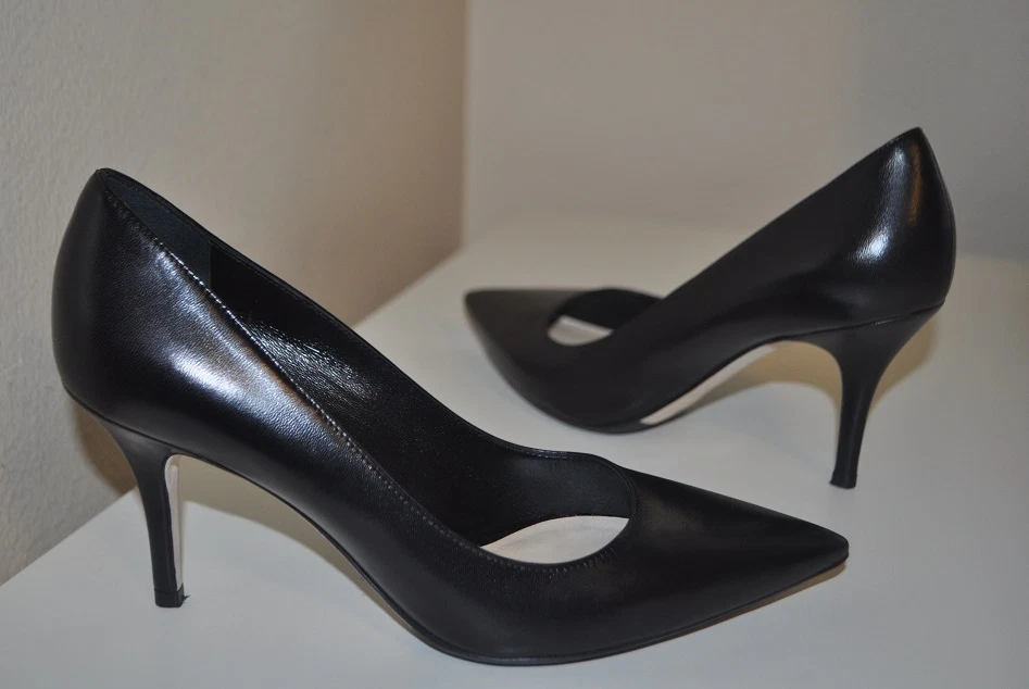 Escarpins à bout pointu en cuir noir Christian Dior talons chaussures classiques 35,5 EU 5 Us
