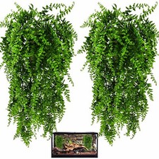 2 Pack Reptile Plants Terrarium Hanging Fake Vines with Suction Cup for Geckos