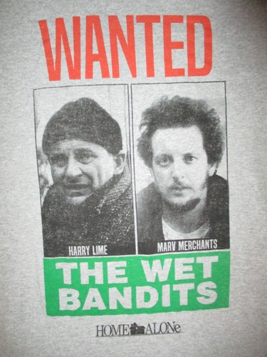 HOME ALONE WET BANDITS T SHIRT Retro 80s Movie Harry Lime Marv Merchants SMALL - Picture 2 of 3