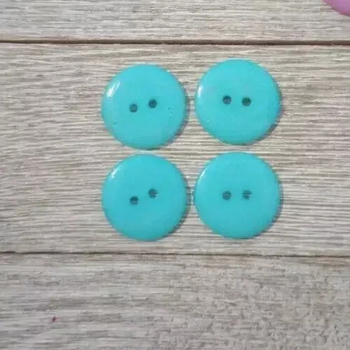 resin colors sewing boho buttons 2 holes flat blue 3/4 inch 20mm 4pc set - Image 2 of 2