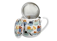 Duo Teacup Cats Teetasse Mit Sieb Und Deckel 0,43 L Porzellan