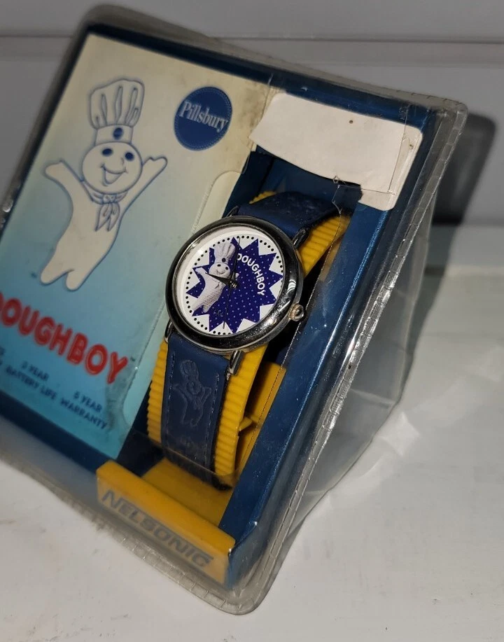 Vintage 1997 Pillsbury Doughboy Poppin' Fresh Blue Quartz Watch Star NOS - Image 4 of 4