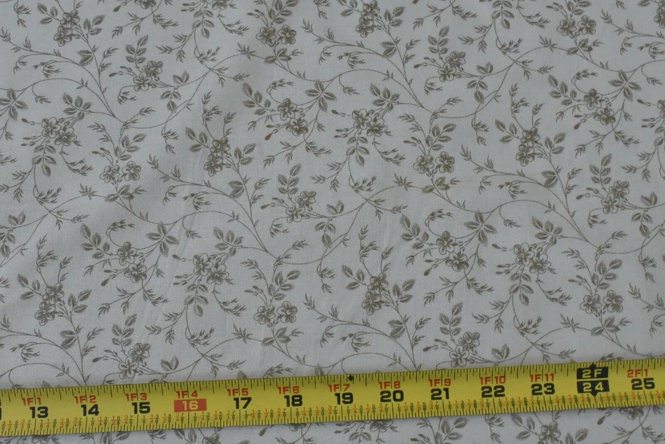 By 1/2 Yd, Brown Floral on Tan Quilt Cotton, Moda/"Muslin Mates", B1468 - Image 2 of 4