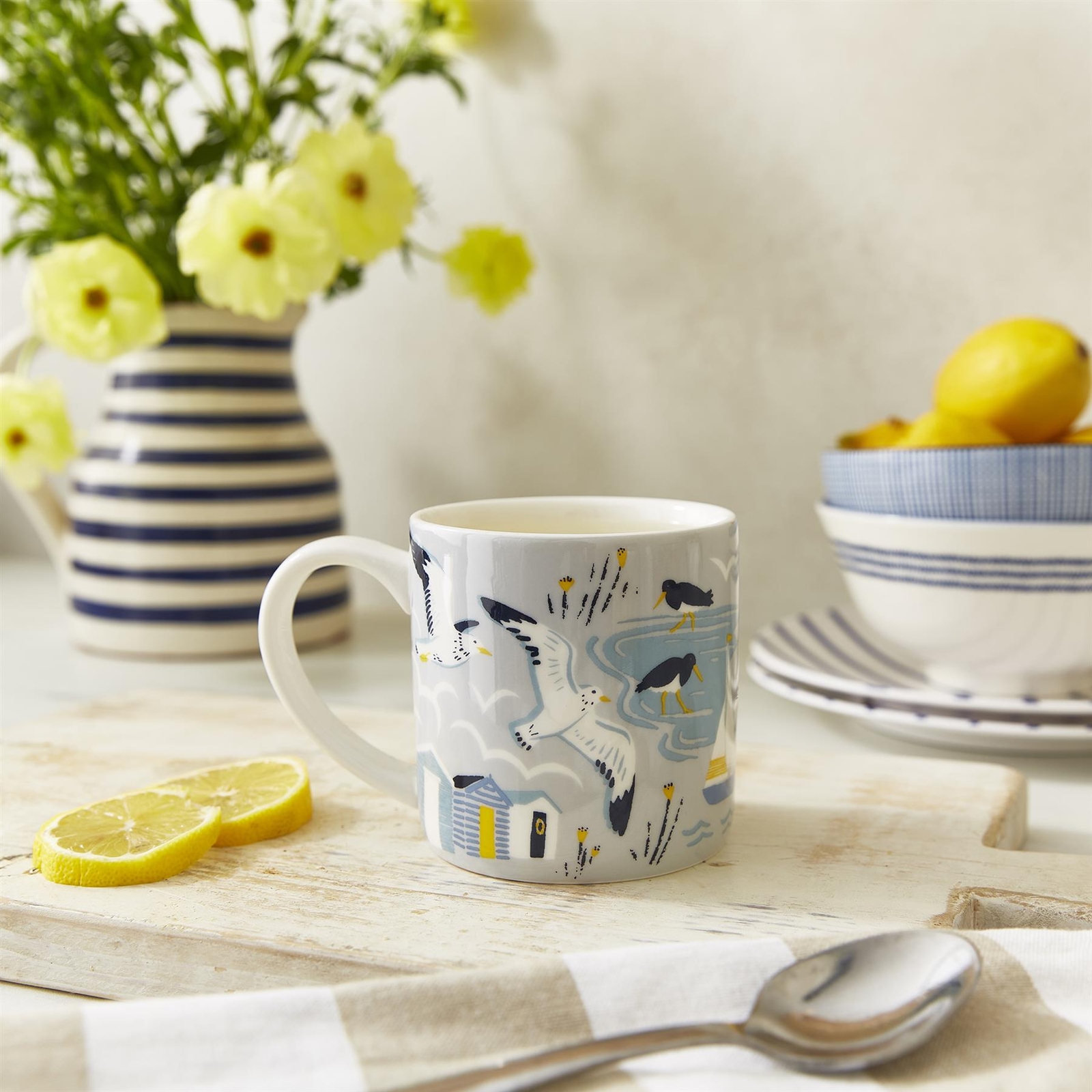 Ulster Weavers - Blue Nautical Mug 250ml - Dishwasher & Microwave Safe - Ceramic New Bone China - Coffee Mug with Beach Huts - Nautical Kitchen Accessories - Coastal Themed Mug/Cup - Seashore Mug - Image 2