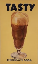 Vintage Ice Cream Soda Store Advertising Broadside Display Poster c. 1940-1950's
