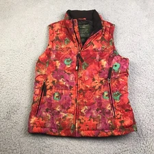 Eddie Bauer Vest Womens XS Floral Quiled Nylon Goose Down Puffer Jacket