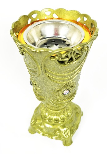 Oriental Chalice Metal Decorative Bakhoor Incense Burner Censer (Aged Brass) - Picture 4 of 4