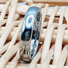 High Polished Dome Wedding Band – Engraved Women's Anniversary Promise Ring