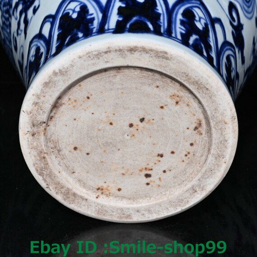 17.7" Old China Blue White Porcelain Dynasty Palace Dragon Bottle Vase Pot Pair - Picture 9 of 9