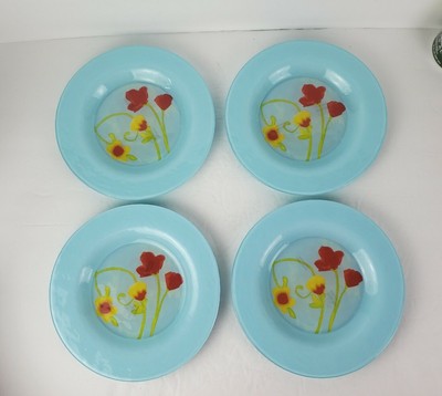 Set of 4 Crate & Barrel Dibbern Germany Bloom Dessert Plates NWT