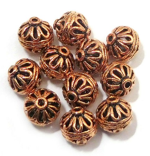 35 Perles à Embout Style Bali 6mm – Vieux Cuivre, Fait Main, Pour Bijoux Fantaisie DIY