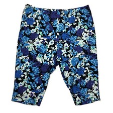 NWT Woman Within Blue White Floral Patern Capri Pants 2X 26/28 Petite Colorful