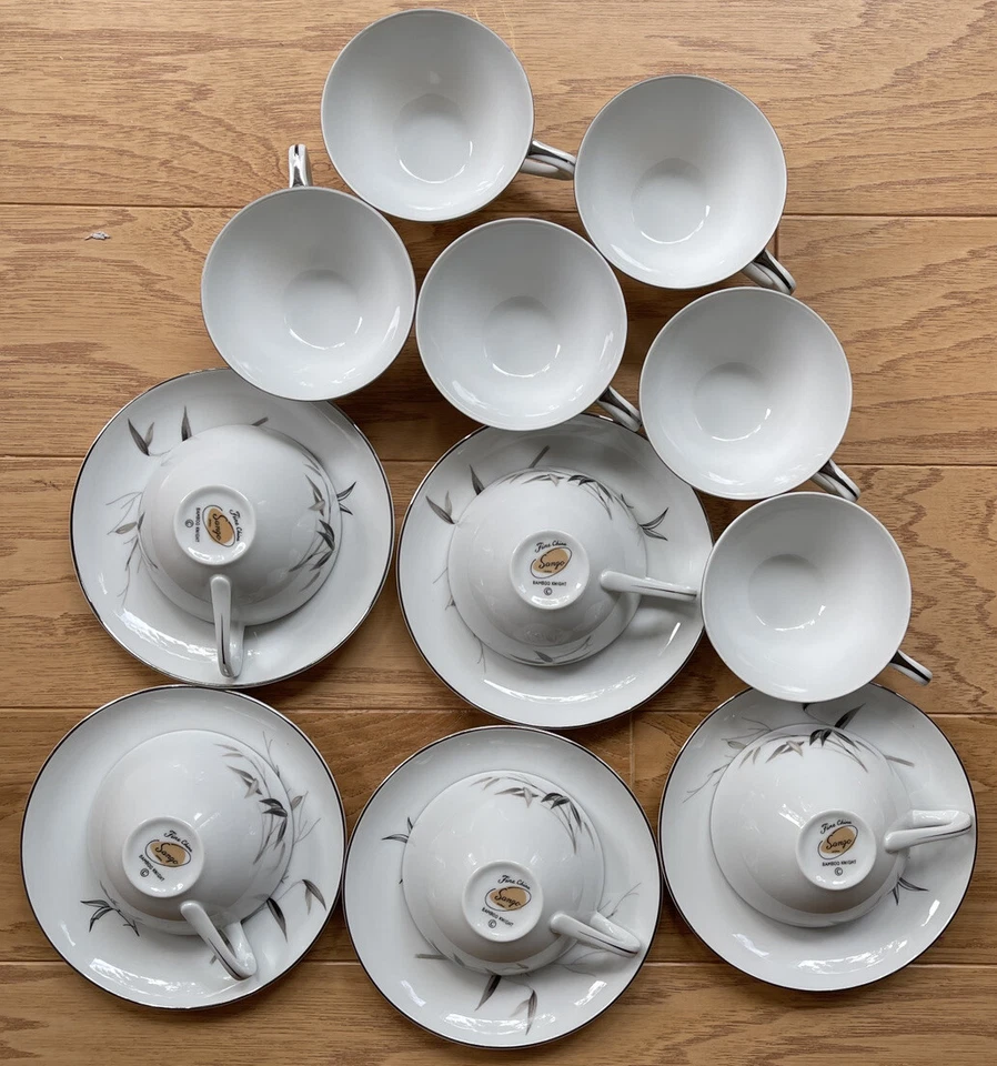 Набор из 25 изысканных фарфоровых японских бамбуковых чайных чашек и блюдца для закуски Sango - Изображение 4 из 4