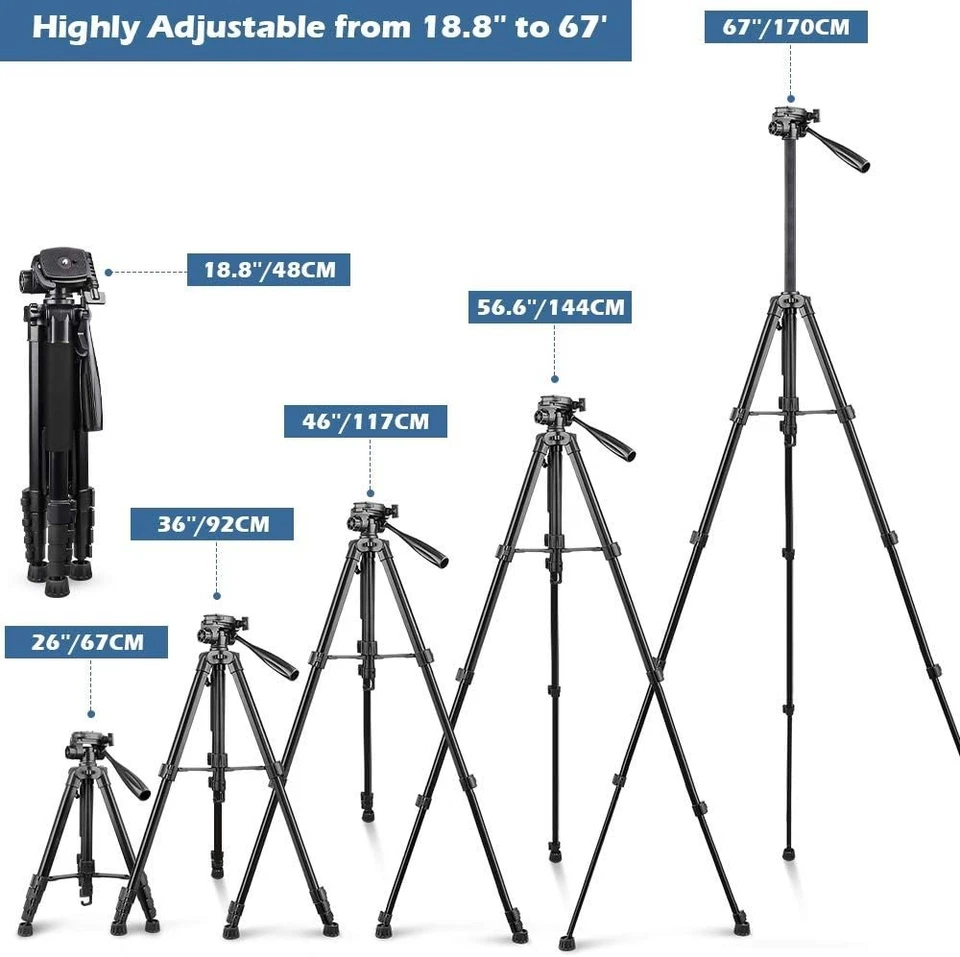 67” Tripod with 360° Phone Holder & Remote – Perfect for Creators & Adventurers - Image 4 of 4